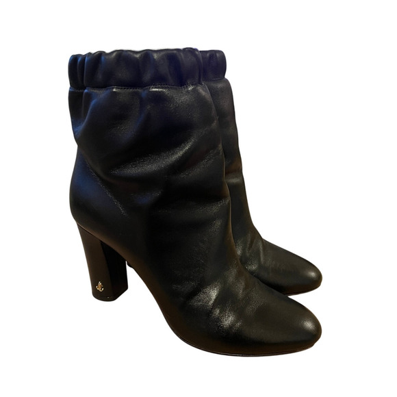 Jimmy Choo 8.5 Marva Scrunch Top Leather Ankle Bootie Boot Block Heel Black 39 - Picture 7 of 10